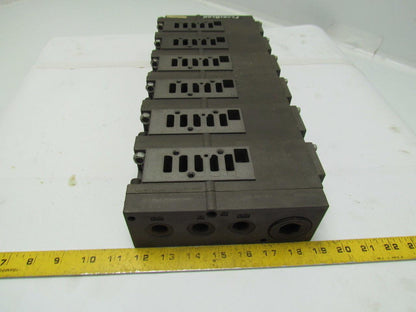 Numatics Flexiblok 005-131B 6 Manifold Blocks w/2 End Caps 1/4" NPTF Mark 15 Ser