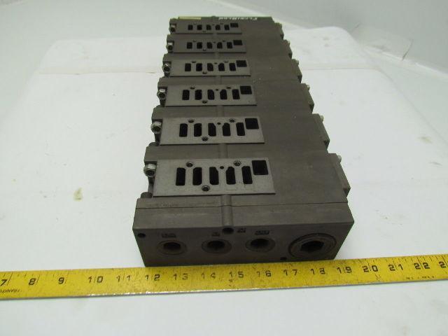 Numatics Flexiblok 005-131B 6 Manifold Blocks w/2 End Caps 1/4" NPTF Mark 15 Ser