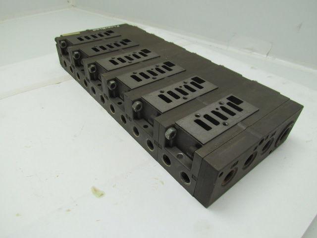 Numatics Flexiblok 005-131B 6 Manifold Blocks w/2 End Caps 1/4" NPTF Mark 15 Ser