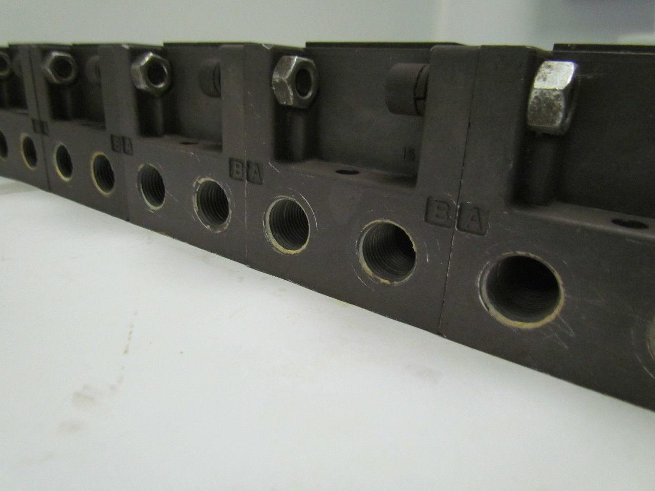 Numatics Flexiblok 005-131B 6 Manifold Blocks w/2 End Caps 1/4" NPTF Mark 15 Ser