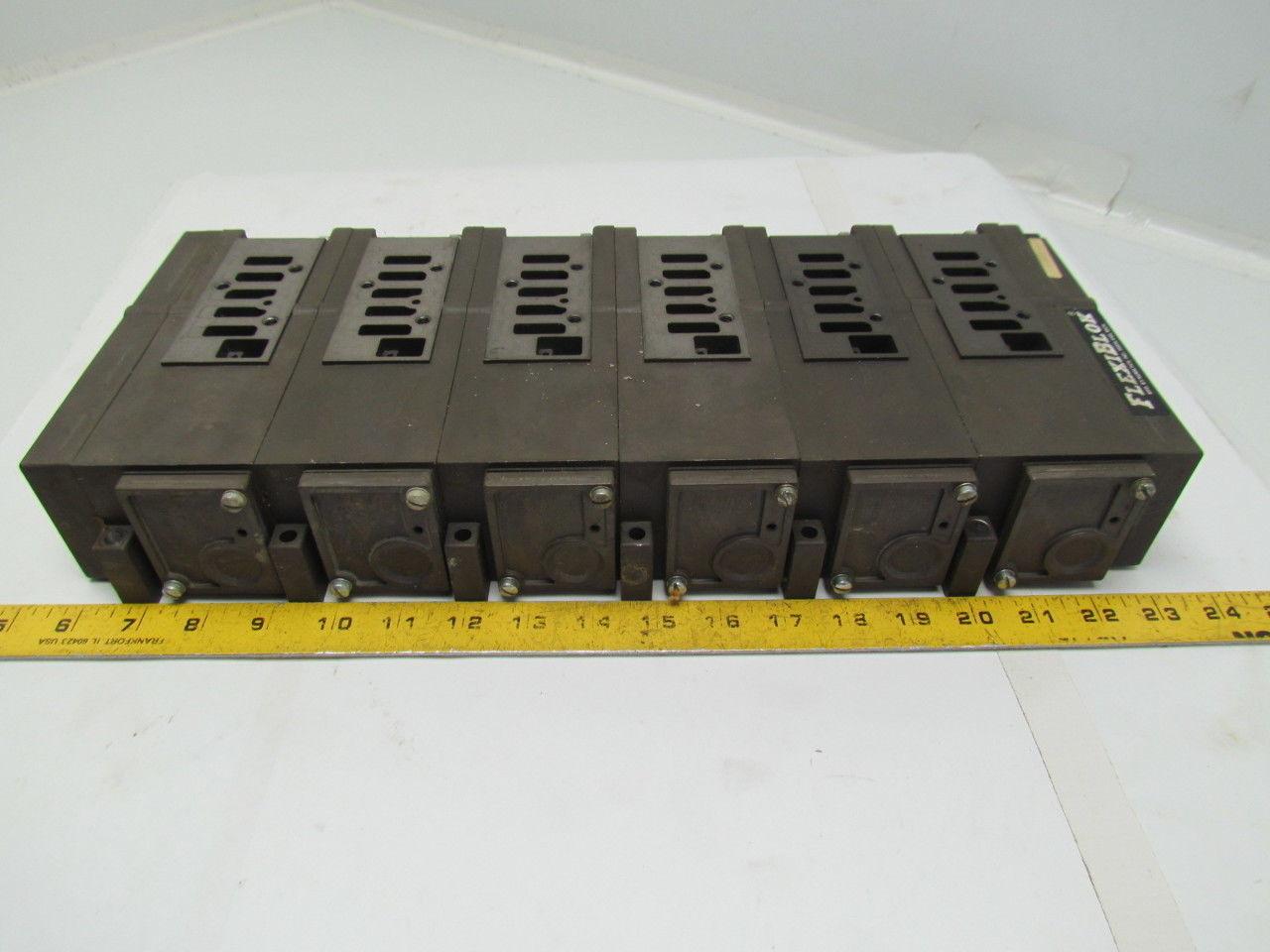 Numatics Flexiblok 005-131B 6 Manifold Blocks w/2 End Caps 1/4" NPTF Mark 15 Ser