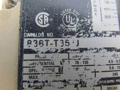 Allen Bradley 836T-T35-J Pressure Control With 1500 PSI Gauge