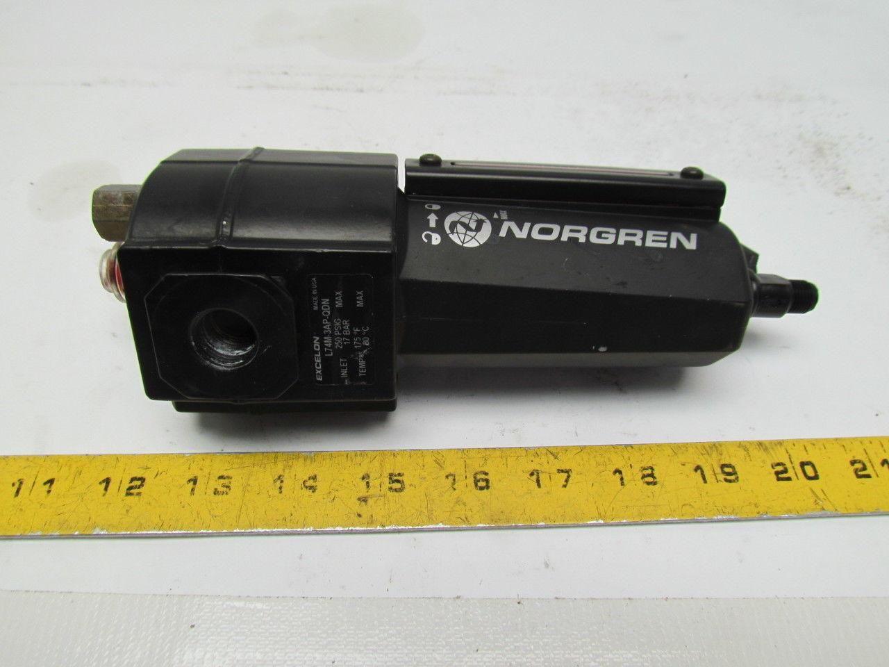 Norgren Excelon L74M-3AP-QDN Micro-Fog Inline Pneumatic Lubricator 3/8NPTF Ports