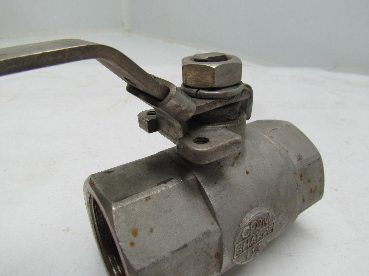 Sharpe Stainless Ball Valve 1-1/2"NPT 2 Piece Standard Port Locking Handle