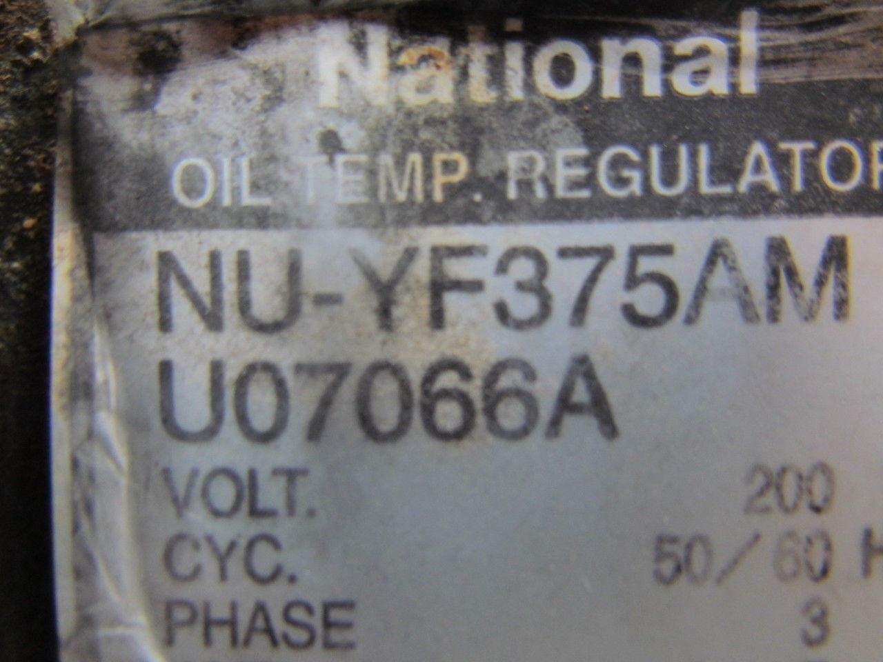National Nu-YF375AM U07066A Oil Temp Regulator Unit 200VAC Hydraulic Cooling