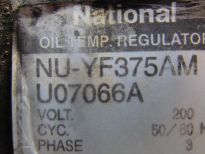 National Nu-YF375AM U07066A Oil Temp Regulator Unit 200VAC Hydraulic Cooling