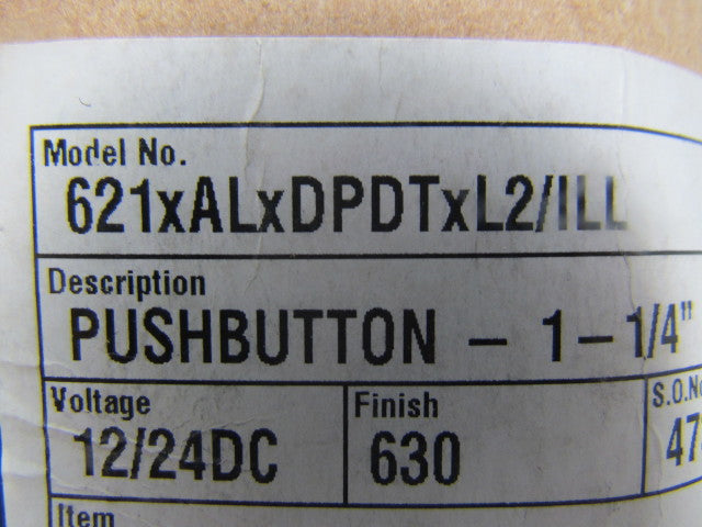 Schlage 621XALXDPDTXL2/ILL 1-1/4" Pushbutton Aluminum Double Pole Double Throw