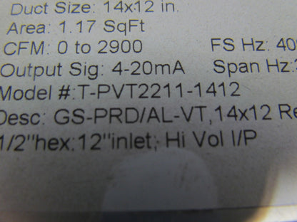 TEK-AIR T-PVT2211-1412 Vortec Air Flow Transmitter Valve 14"x12" 0-2900cfm