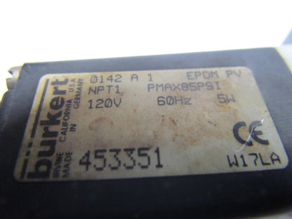 Burkert 0142 A 1 EPDM PV 120V 5W Solenoid Valve Parts Or Repair