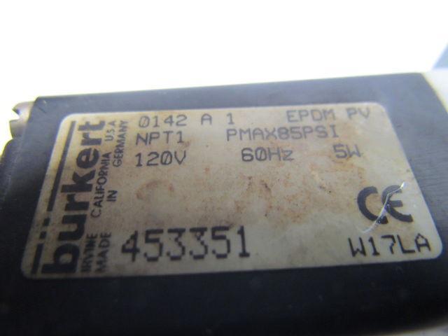 Burkert 0142 A 1 EPDM PV 120V 5W Solenoid Valve Parts Or Repair