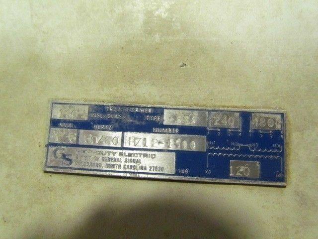 GS Hevi-Duty HZ12-1500 1.5KVA Electric Transformer 240/480V Pri 120V Sec