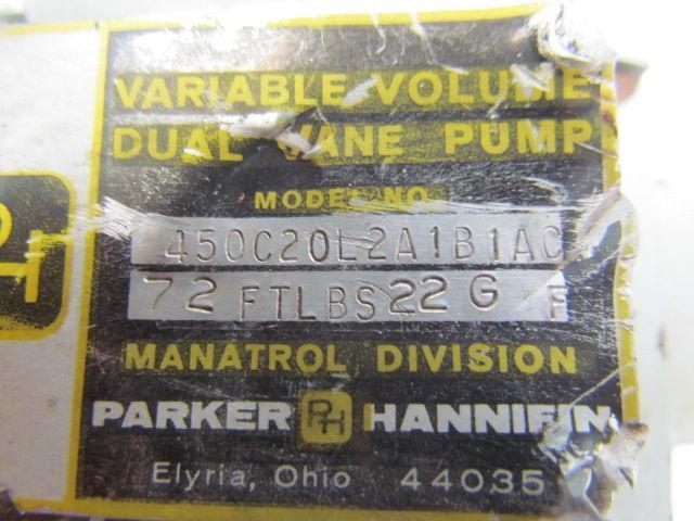 Parker Hannifin 450C20L2A1B1AC 72FTLBS22G-F Variable Volume Dual Vane Pump