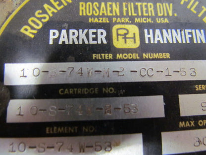 Parker 10-S-74W-M-2-CC-1-53 Tell-Tale Hydraulic Filter 1" NPT Ports