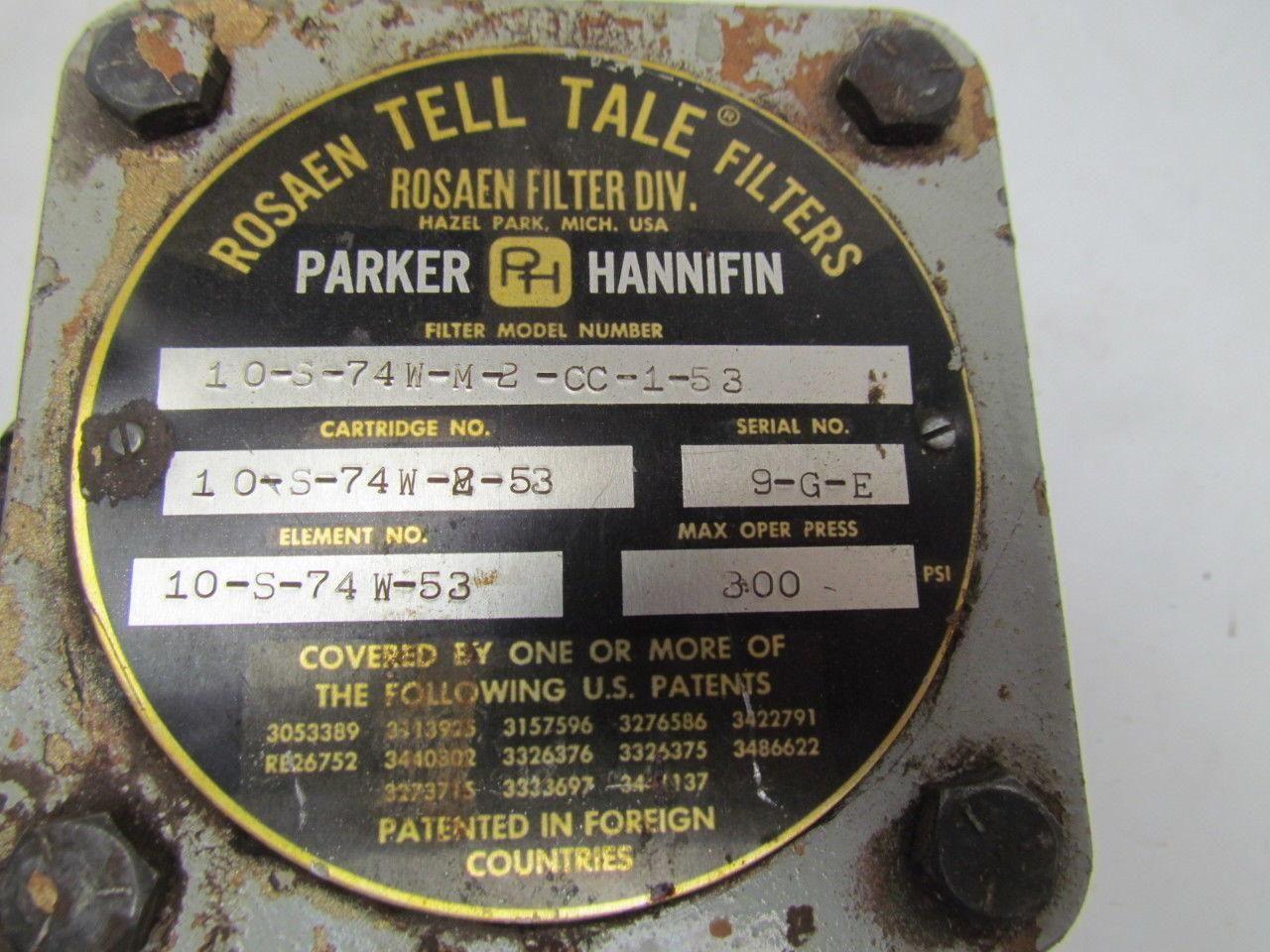 Parker 10-S-74W-M-2-CC-1-53 Tell-Tale Hydraulic Filter 1" NPT Ports