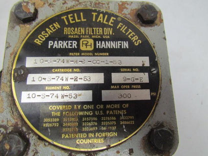 Parker 10-S-74W-M-2-CC-1-53 Tell-Tale Hydraulic Filter 1" NPT Ports