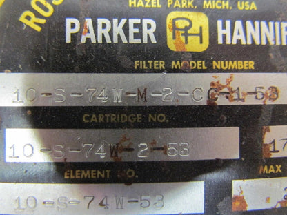 Parker 10-S-74W-M-2-CC-1-53 Tell-Tale Hydraulic Filter 1" NPT Ports
