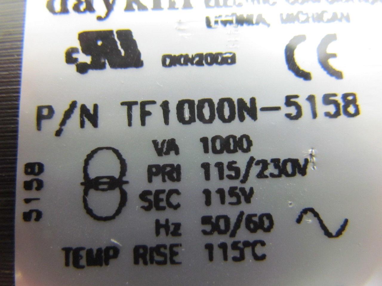 Daykin TF1000N-5158 Transformer 1Kva  Pri 115/230V Sec 115V 50/60Hz