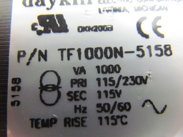 Daykin TF1000N-5158 Transformer 1Kva  Pri 115/230V Sec 115V 50/60Hz