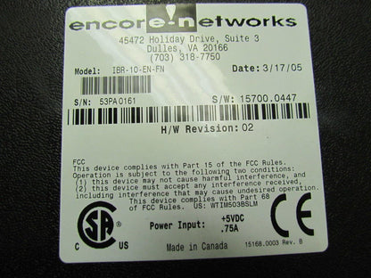 Encore Networks IBR-10-EN-FN Low-end Legacy To IP Converter W/Power Cord