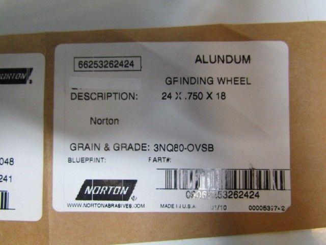Norton Quantum Alundum 24"X.750"X18" Grinding Wheels 1590 RPM 3NQ80-OVSB