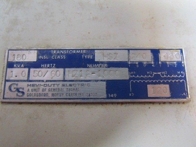 GS Hevi-Duty HSZ HZ12-1000 1.0KVA Electric Transformer 1PH 240/480 Pri 120V Sec