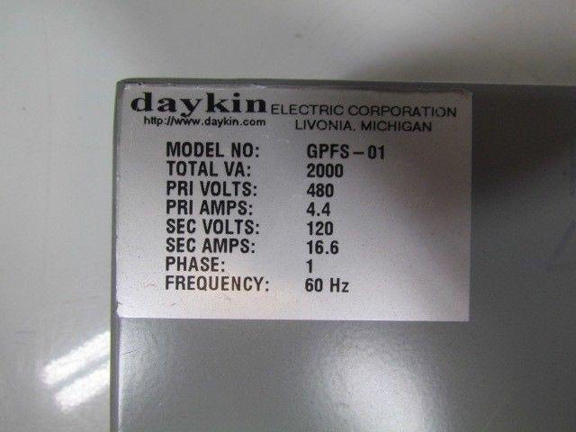 Daykin GPFS-01 Enclosed Transformer Disconnect 2000VA 480V Pri 120V Sec 1PH