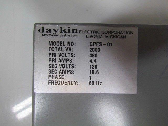 Daykin GPFS-01 Enclosed Transformer Disconnect 2000VA 480V Pri 120V Sec 1PH