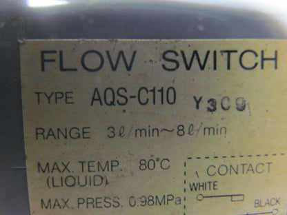 Saginomiya AQS-C110 Flow Switch Range 3L/Min-8L/Min Max Temp 80° 850VA 1/2" NPT