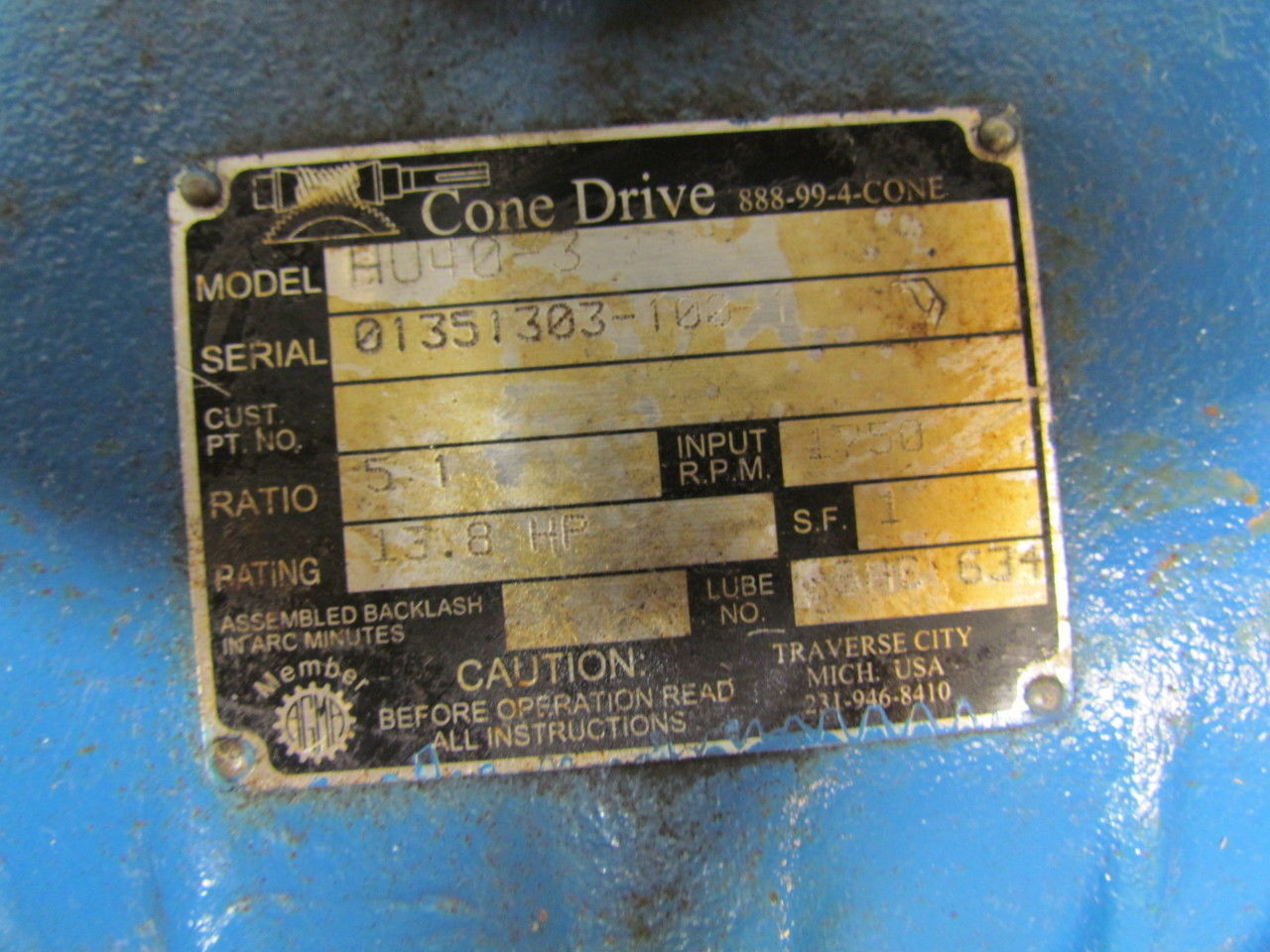 ConeDrive Textron HU40-3 Gearbox Dual output shafts speed reducer 5:1