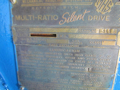 Mechanical Handling Systems 5MHD Right Angle Gear Reducer Gearbox 63.3:1 Ratio