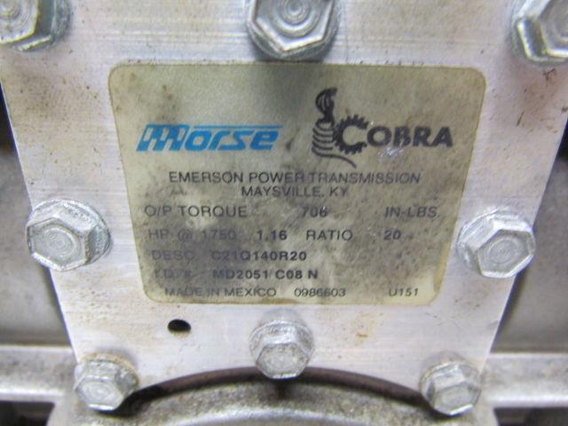Emerson Morse C21Q140R20 Worm Gear Box Speed Reducer 20:1 Ratio 1.16HP 56C RH