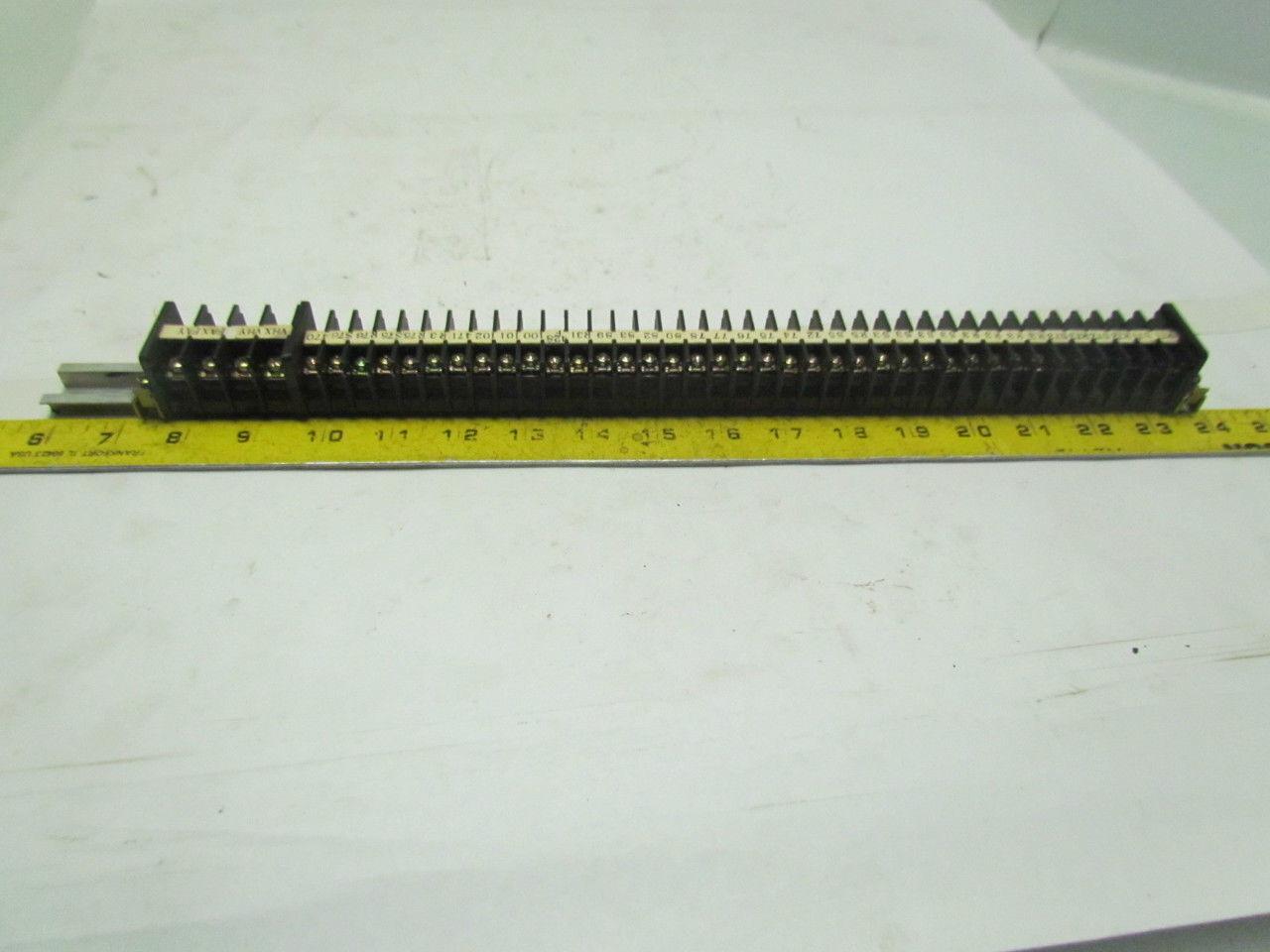 Mibu Denki F15 38 F15 600V Terminal Blocks w/4 F25 Blocks On 18" Long Din Rail