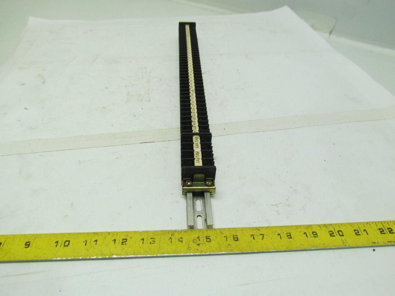 Mibu Denki F15 38 F15 600V Terminal Blocks w/4 F25 Blocks On 18" Long Din Rail