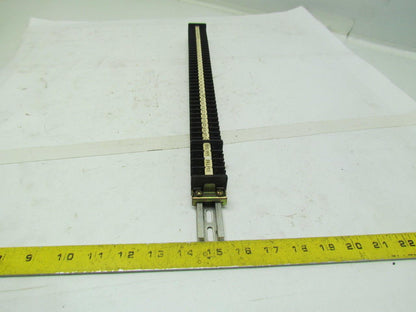 Mibu Denki F15 38 F15 600V Terminal Blocks w/4 F25 Blocks On 18" Long Din Rail