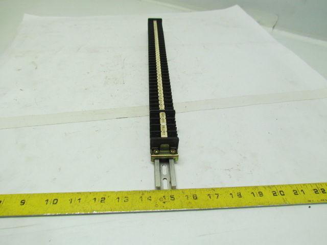 Mibu Denki F15 38 F15 600V Terminal Blocks w/4 F25 Blocks On 18" Long Din Rail
