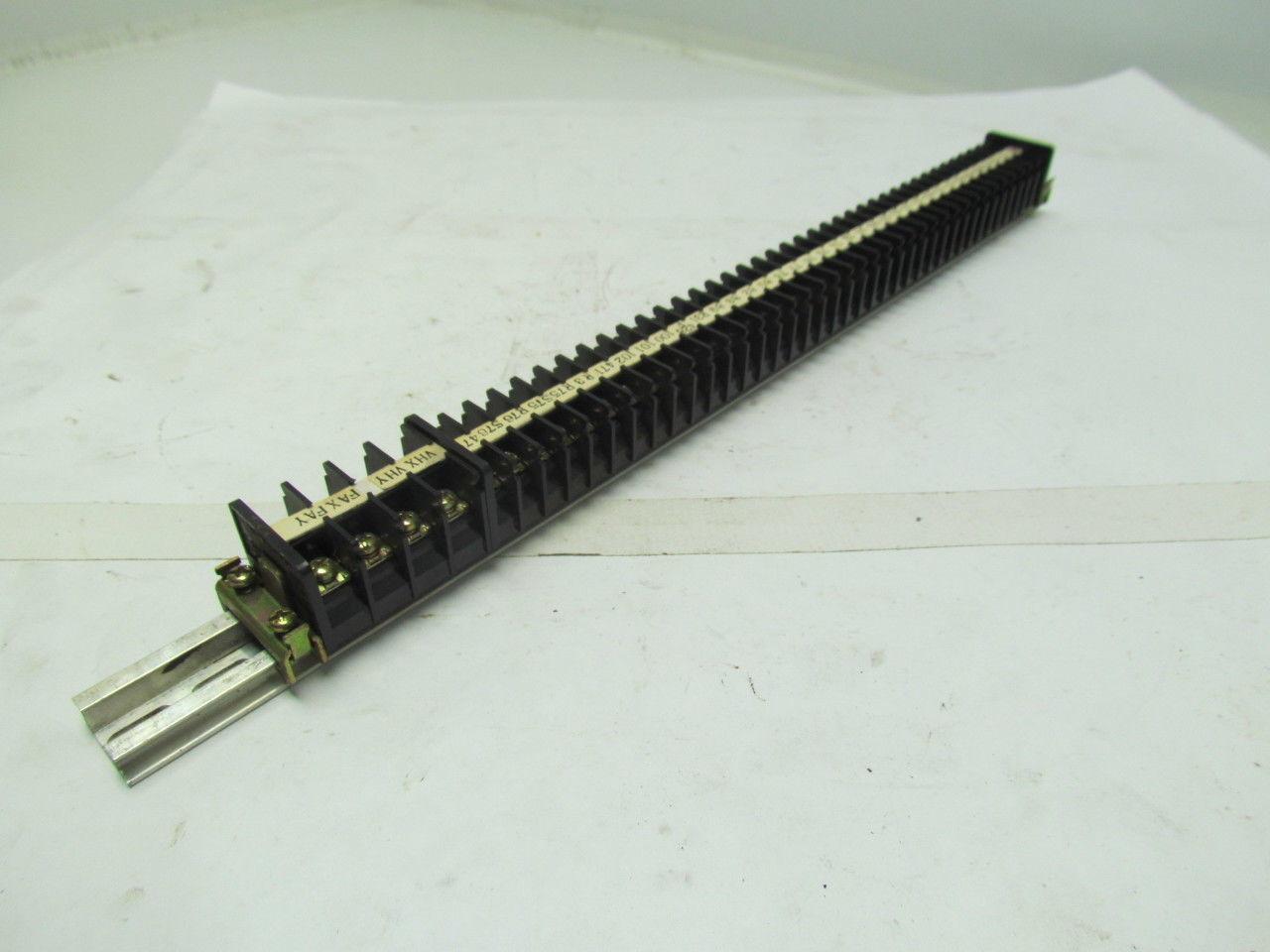 Mibu Denki F15 38 F15 600V Terminal Blocks w/4 F25 Blocks On 18" Long Din Rail