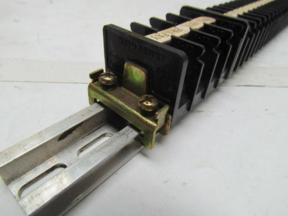 Mibu Denki F15 38 F15 600V Terminal Blocks w/4 F25 Blocks On 18" Long Din Rail