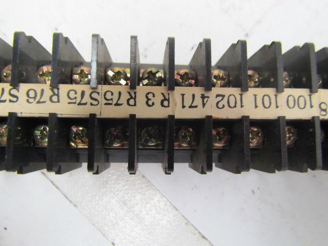 Mibu Denki F15 38 F15 600V Terminal Blocks w/4 F25 Blocks On 18" Long Din Rail
