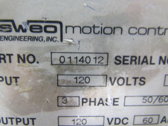 Sweo Engineering 0114012 Spindle Drive Assembly 120V 49AMPS 3PH Input