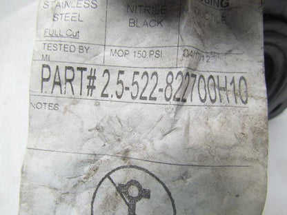 Sure Seal 2.5-522-822700H 2.5" Butterfly Valve Full Cut Nitrile Black Seal