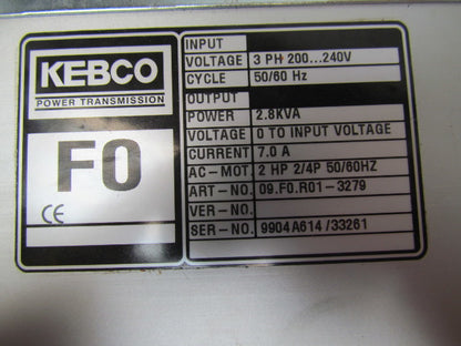 KEBCO 09.F0.R01-3279 2.8KVA Frequency Inverter Combivert 3PH 200/240V W/Manuals