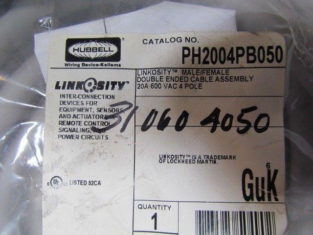 Hubbell PH2006PB50 50' Male/Female Double Ended Cable Assembly 4 Pole 20A 600V