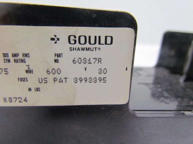 Gould 60317R Fuse Block/Holder 600V 30A Class R Fuse 2 Pole
