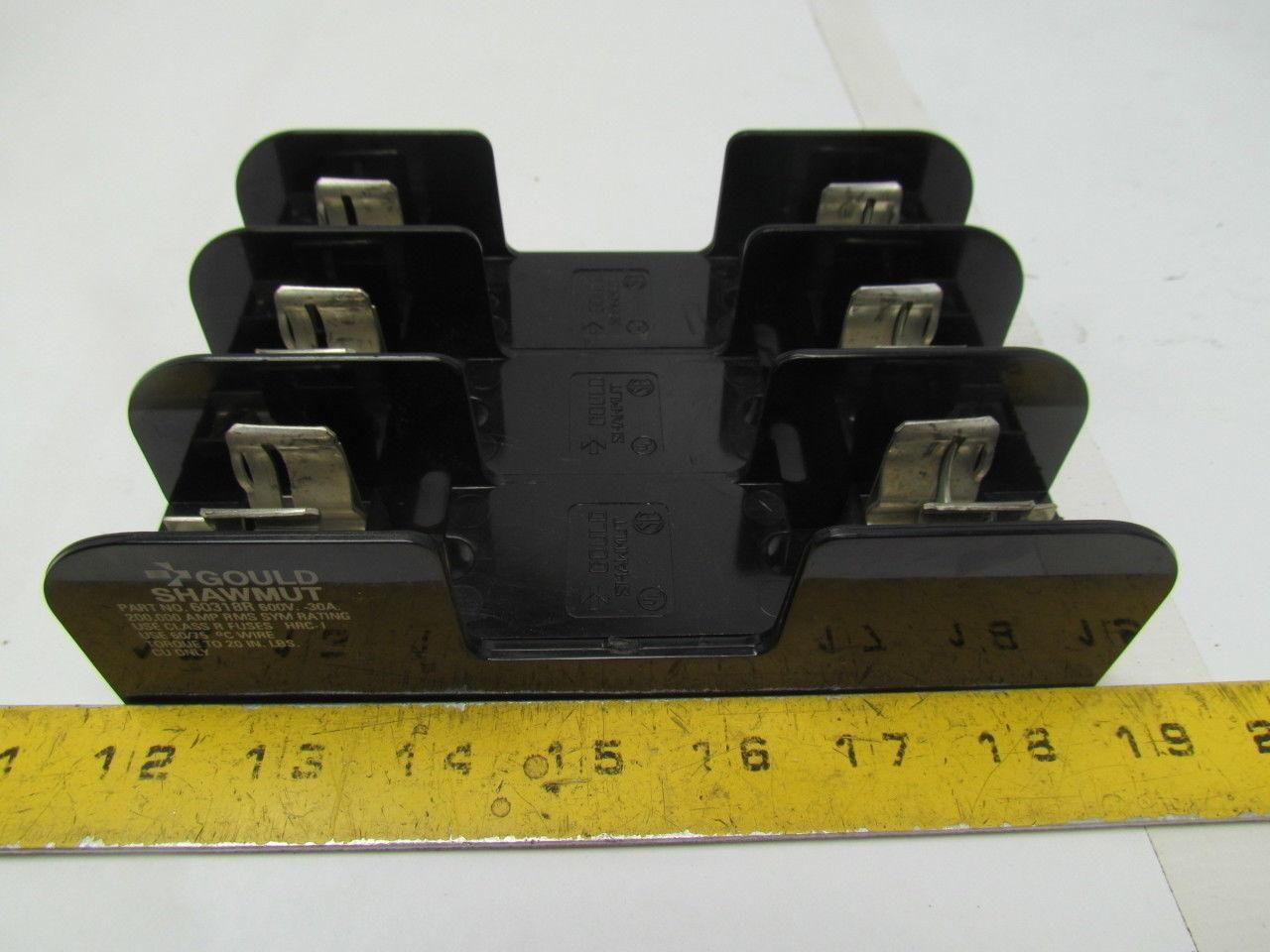 Gould 60318R Fuse Block/Holder 600V 30A Class R Fuse 3 Pole Lot of 3