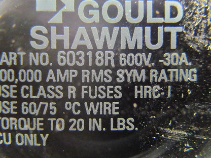 Gould 60318R Fuse Block/Holder 600V 30A Class R Fuse 3 Pole Lot of 3