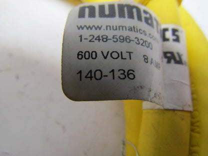 Numatics 140-136 5 Pole Female Straight Connector Cordset 6' Long 16/5 Cord