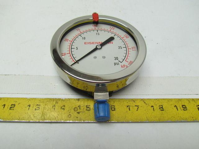 Eisenmann LFS-312-30 3.5" Dial Glycerin Liquid Filled Pressure Gauge Bottom Stem