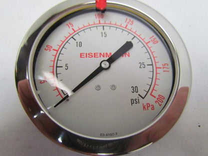 Eisenmann LFS-312-30 3.5" Dial Glycerin Liquid Filled Pressure Gauge Bottom Stem