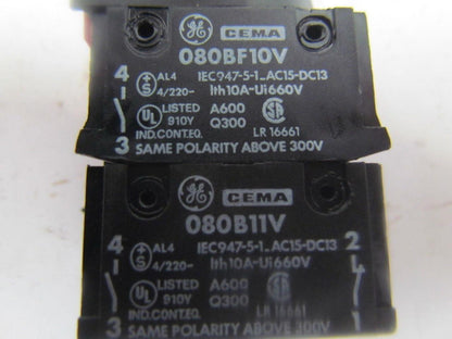 GE General Electric 080BF10V / 080B11V 2 Position Selector Switch