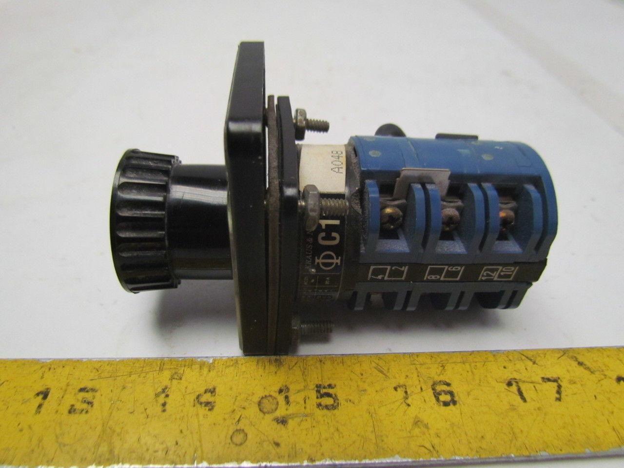 KrausNaimer C11 A048 Ammeter Switch Heavy duty 12amp 600VAC 4position switch